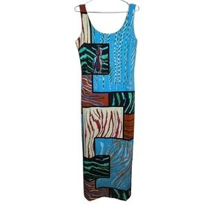 SAVE The Queen Abito Horse Maxi Dress Made in Italy Abstract Painting Print